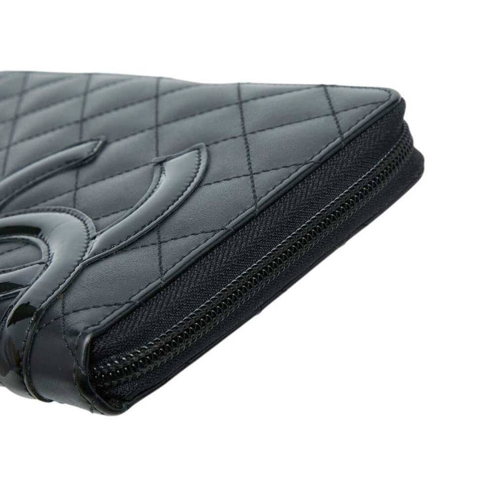 CHANEL Authentic Black Leather Logo Wallet - Picture 6 of 12